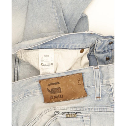 G-Star 3301 Men Blue Straight Slim Jeans W34 L30