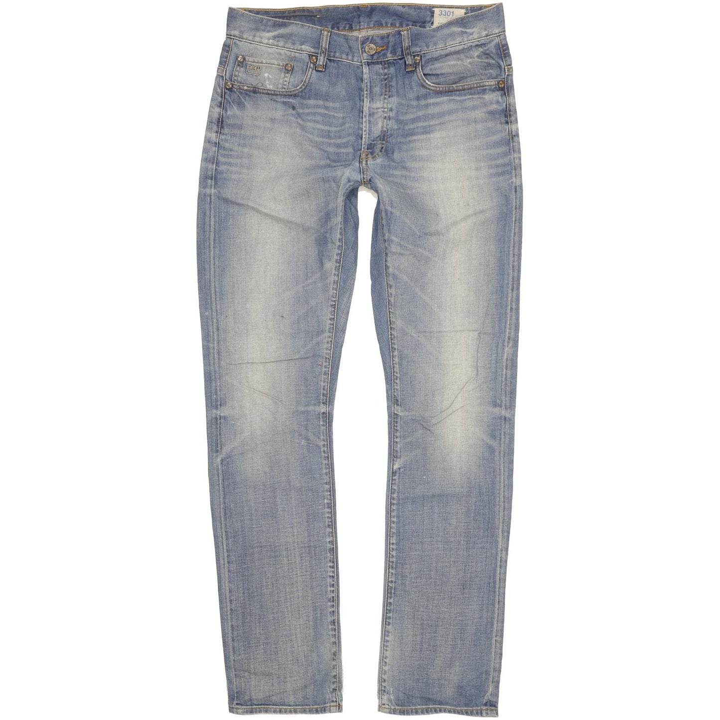 G-Star 3301 Men Blue Straight Slim Jeans W34 L34