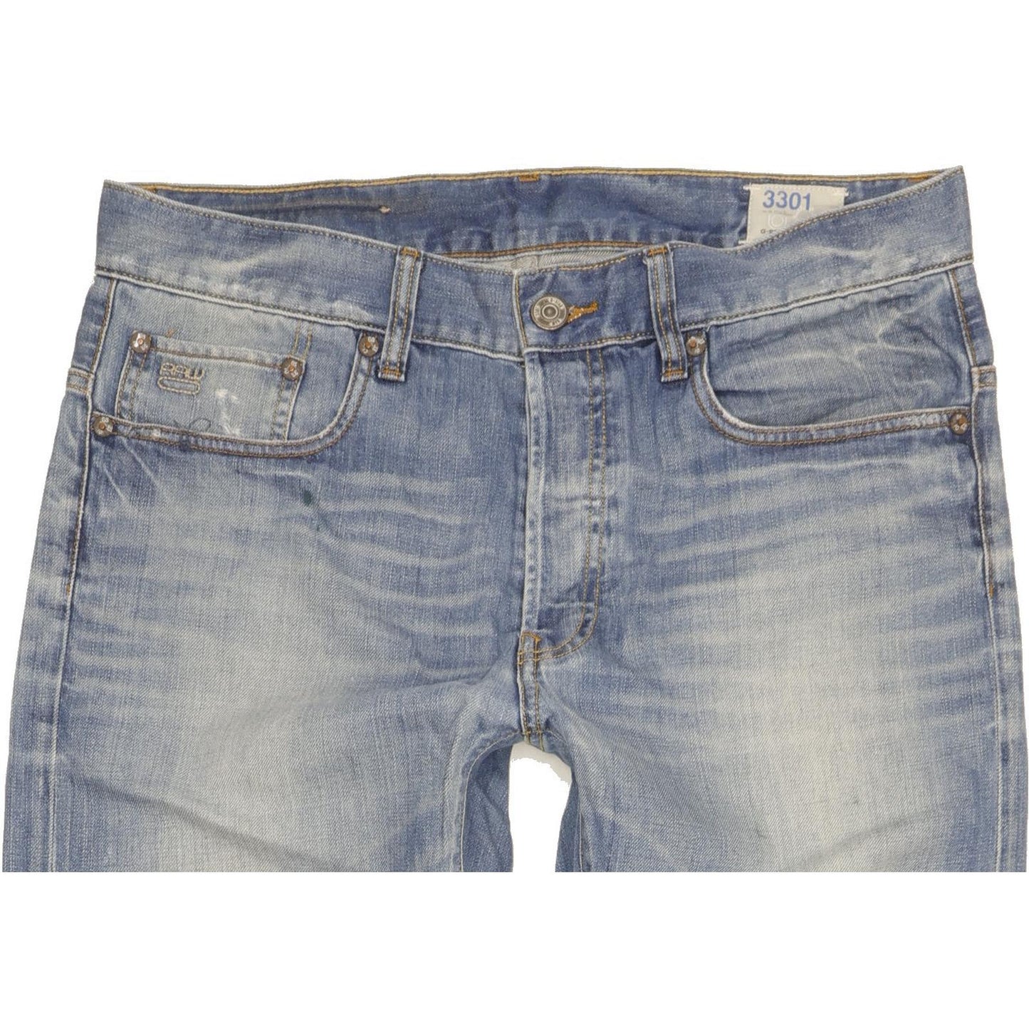 G-Star 3301 Men Blue Straight Slim Jeans W34 L34