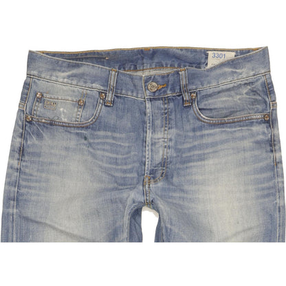 G-Star 3301 Men Blue Straight Slim Jeans W34 L34
