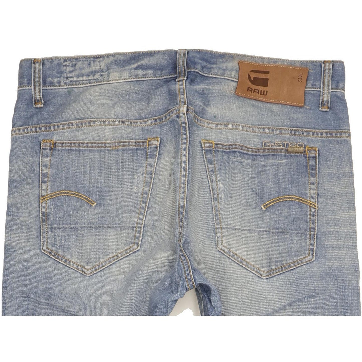 G-Star 3301 Men Blue Straight Slim Jeans W34 L34