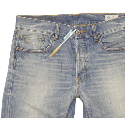 G-Star 3301 Men Blue Straight Slim Jeans W34 L34