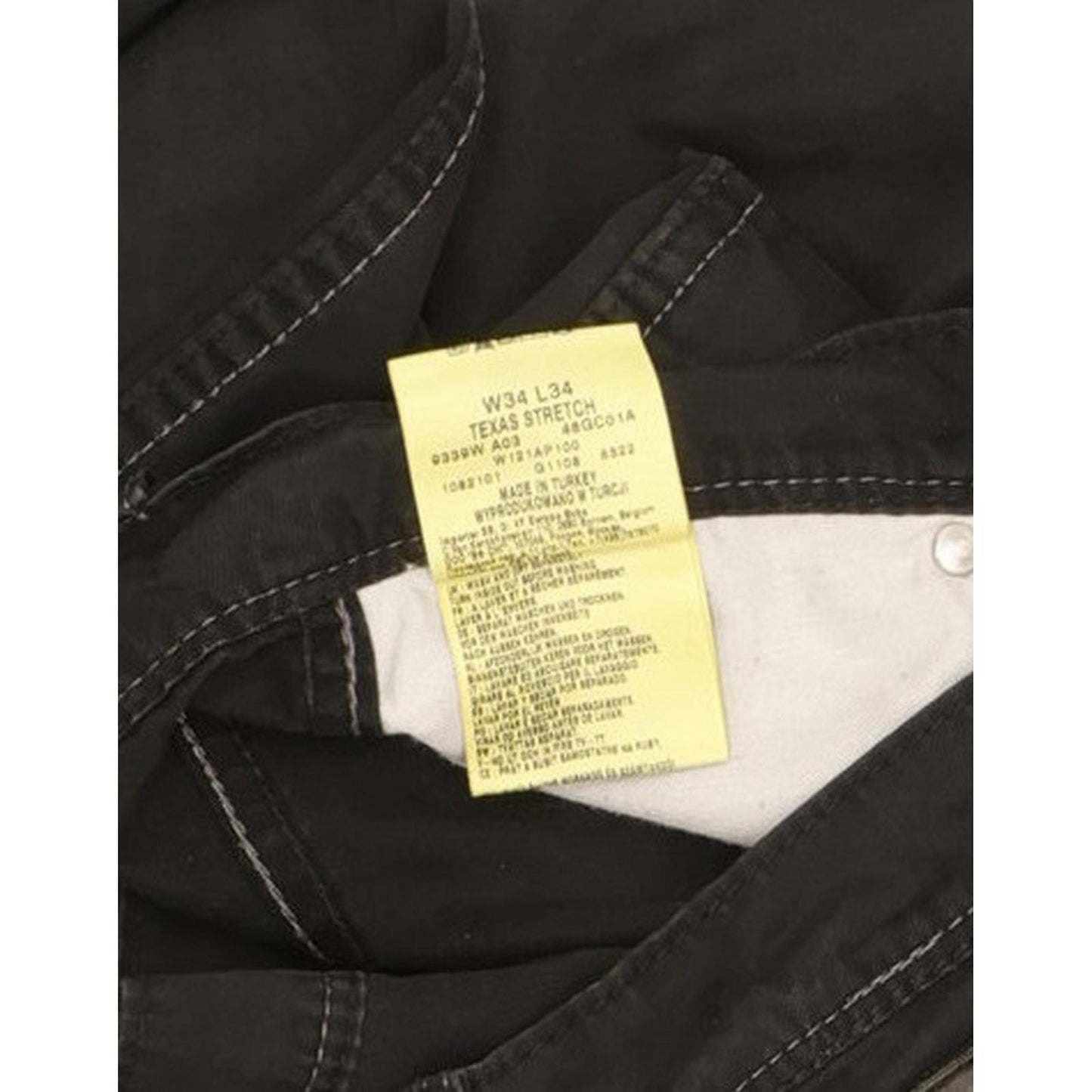 Wrangler Texas Men Black Straight Regular Stretch Trousers W34 L33