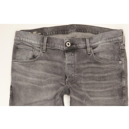 G-Star 3301 Men Grey Tapered Regular Stretch Jeans W38 L34