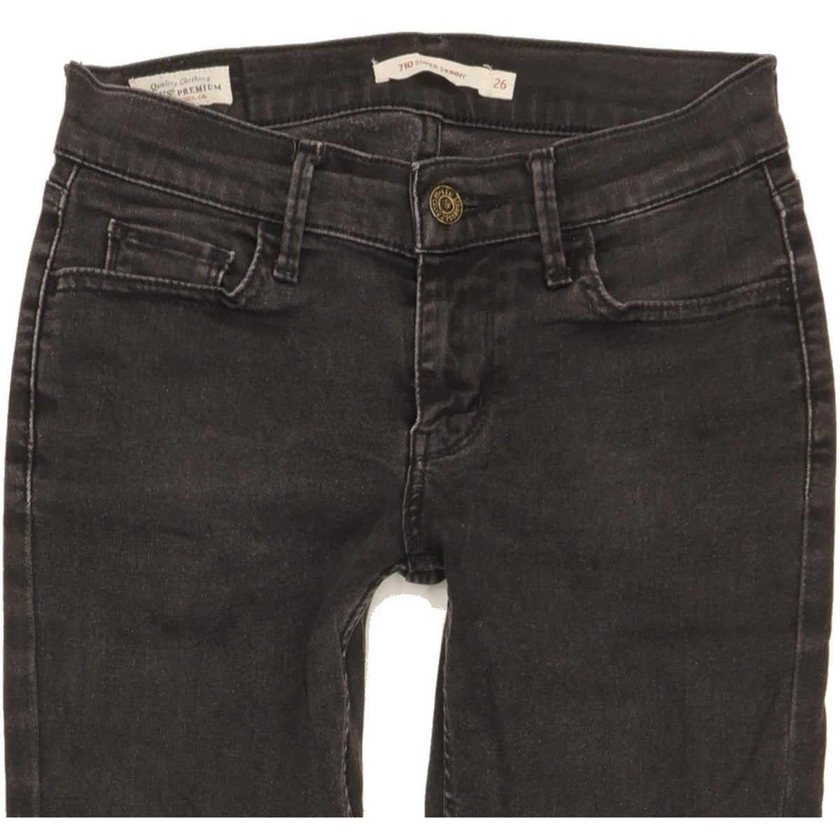 Levi's 710 Super Women Black Skinny Slim Stretch Jeans W26 L31
