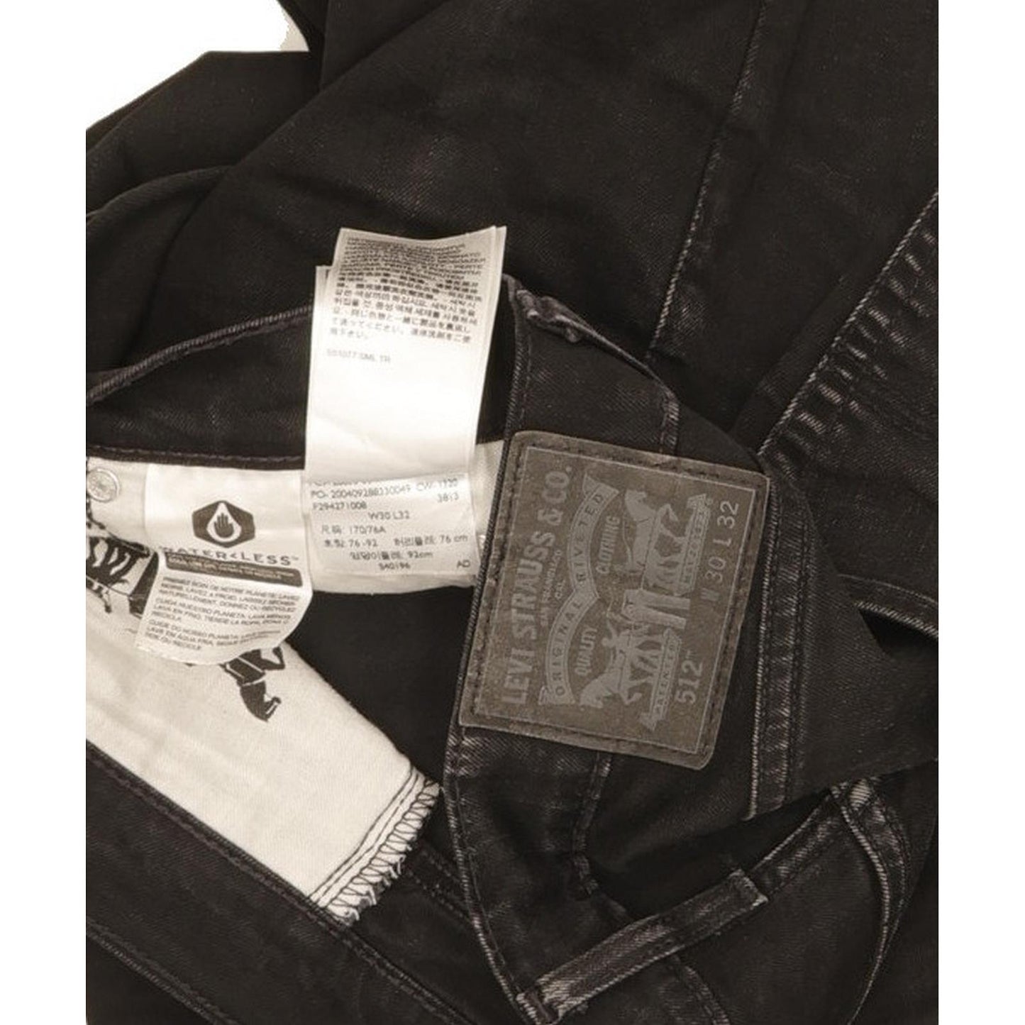 Levi's 512 Men Black Tapered Slim Stretch Jeans W30 L30