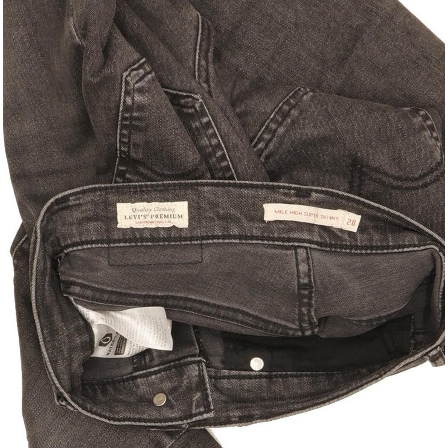 Levi's Mile Black Skinny Slim Stretch Jeans High Waisted W28 L30