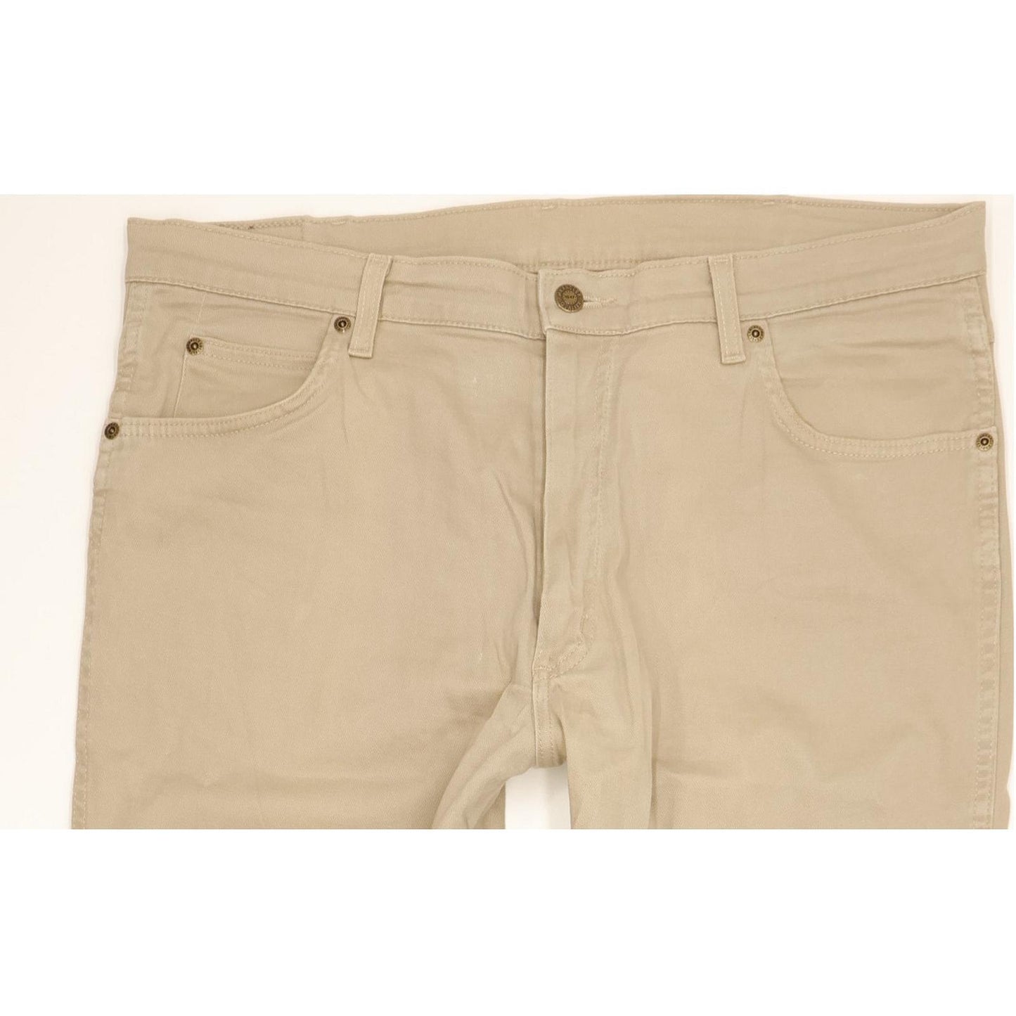 Wrangler Durable Quality Men Beige Straight Regular Stretch Jeans W38 L27