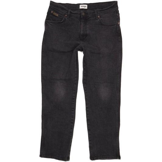 Wrangler Texas Men Black Straight Regular Stretch Jeans W36 L30
