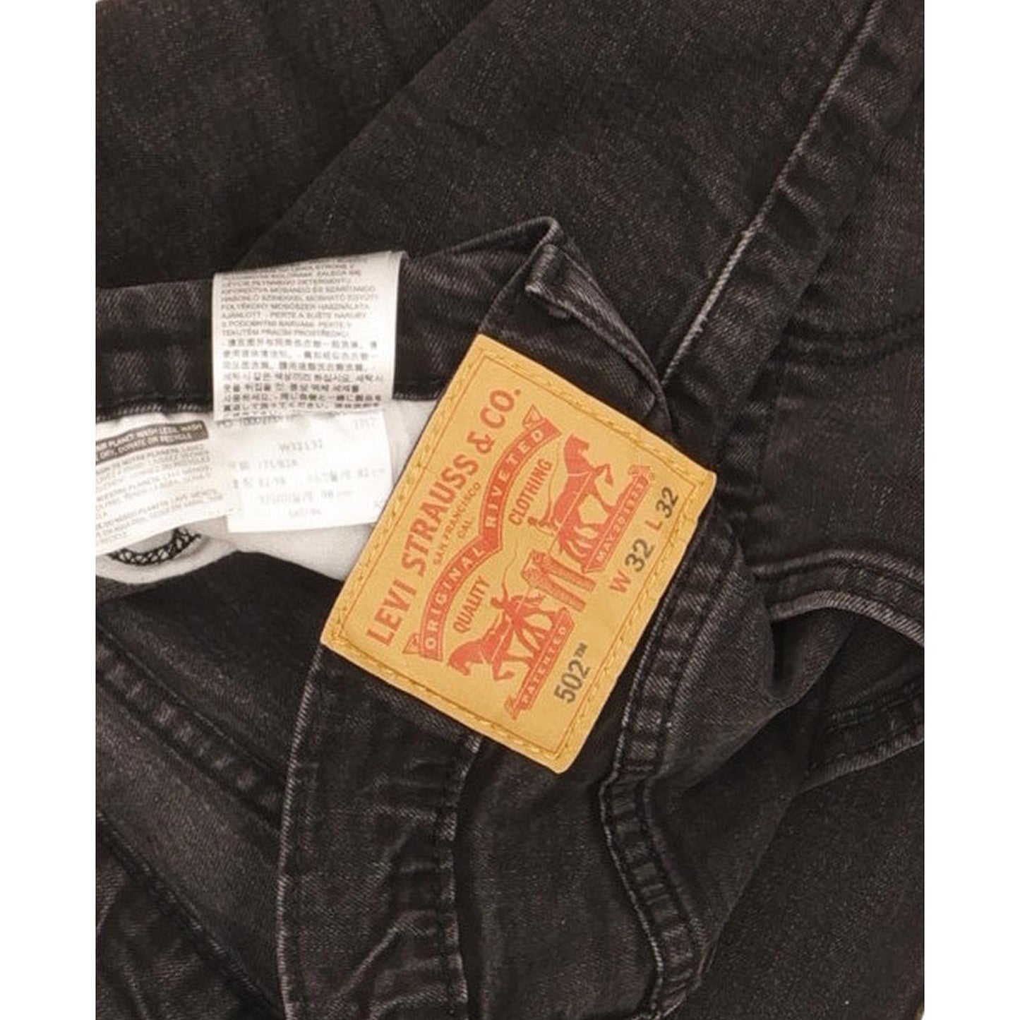 Levi's 502 Men Black Tapered Regular Stretch Jeans W32 L29