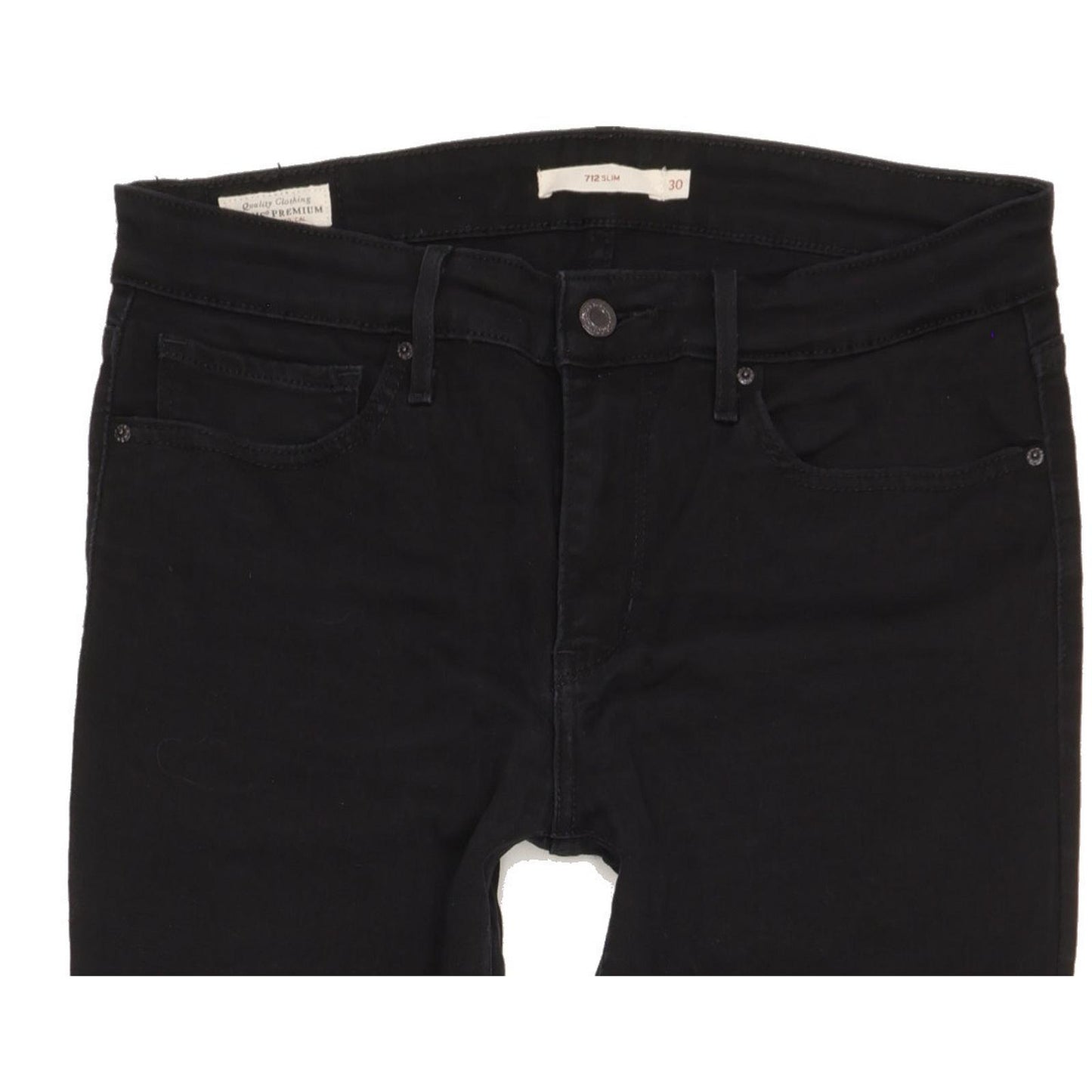 Levi's 712 Men Black Straight Slim Stretch Jeans W30 L31