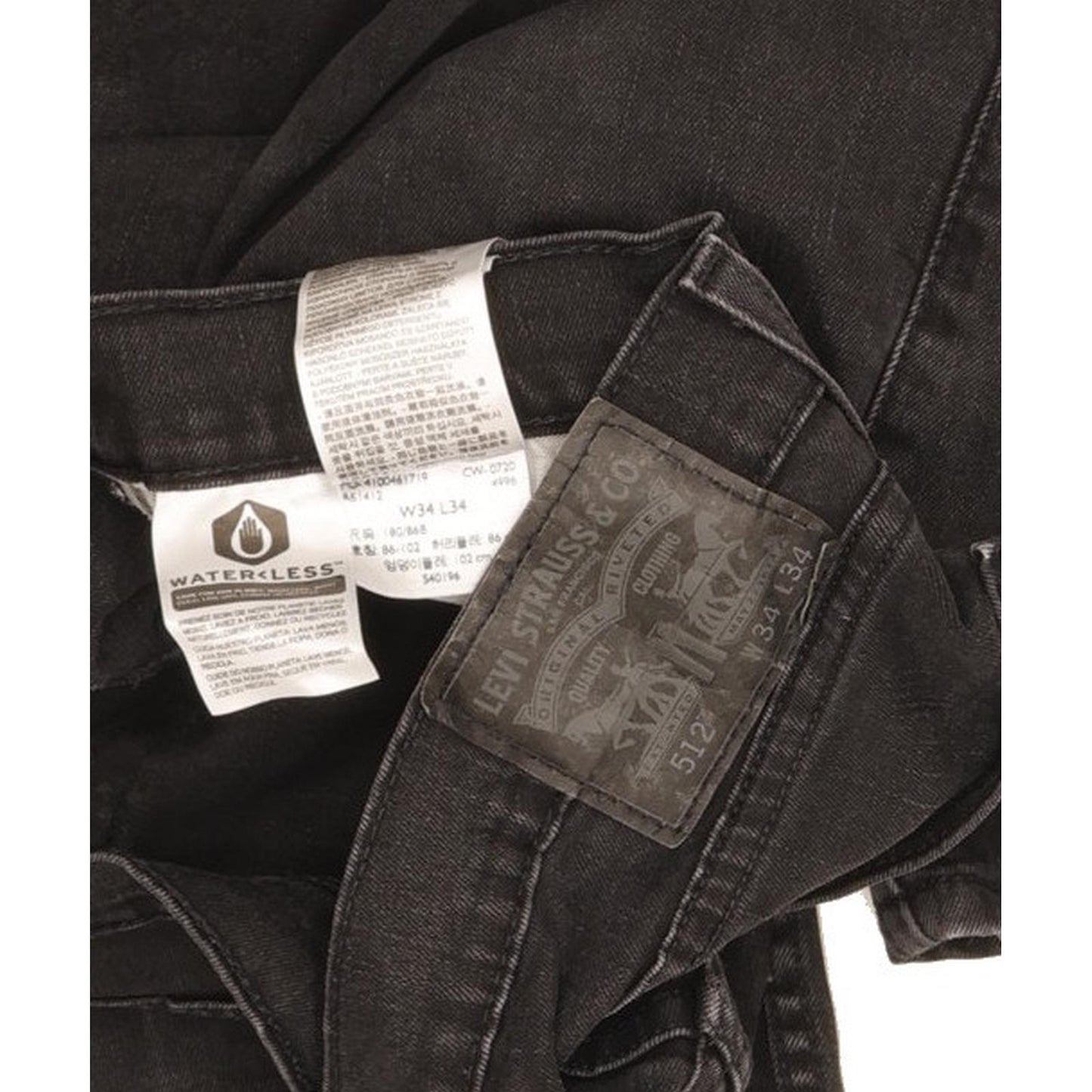 Levi's 512 Men Black Tapered Slim Stretch Jeans W34 L33