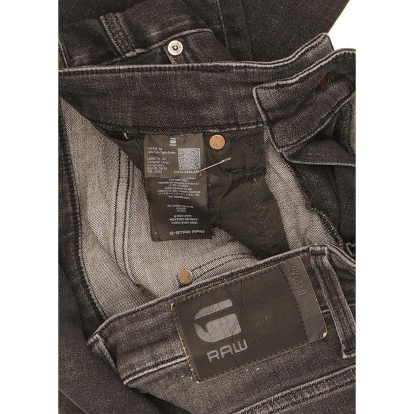 G-Star Revend Men Black Skinny Slim Stretch Jeans W34 L30