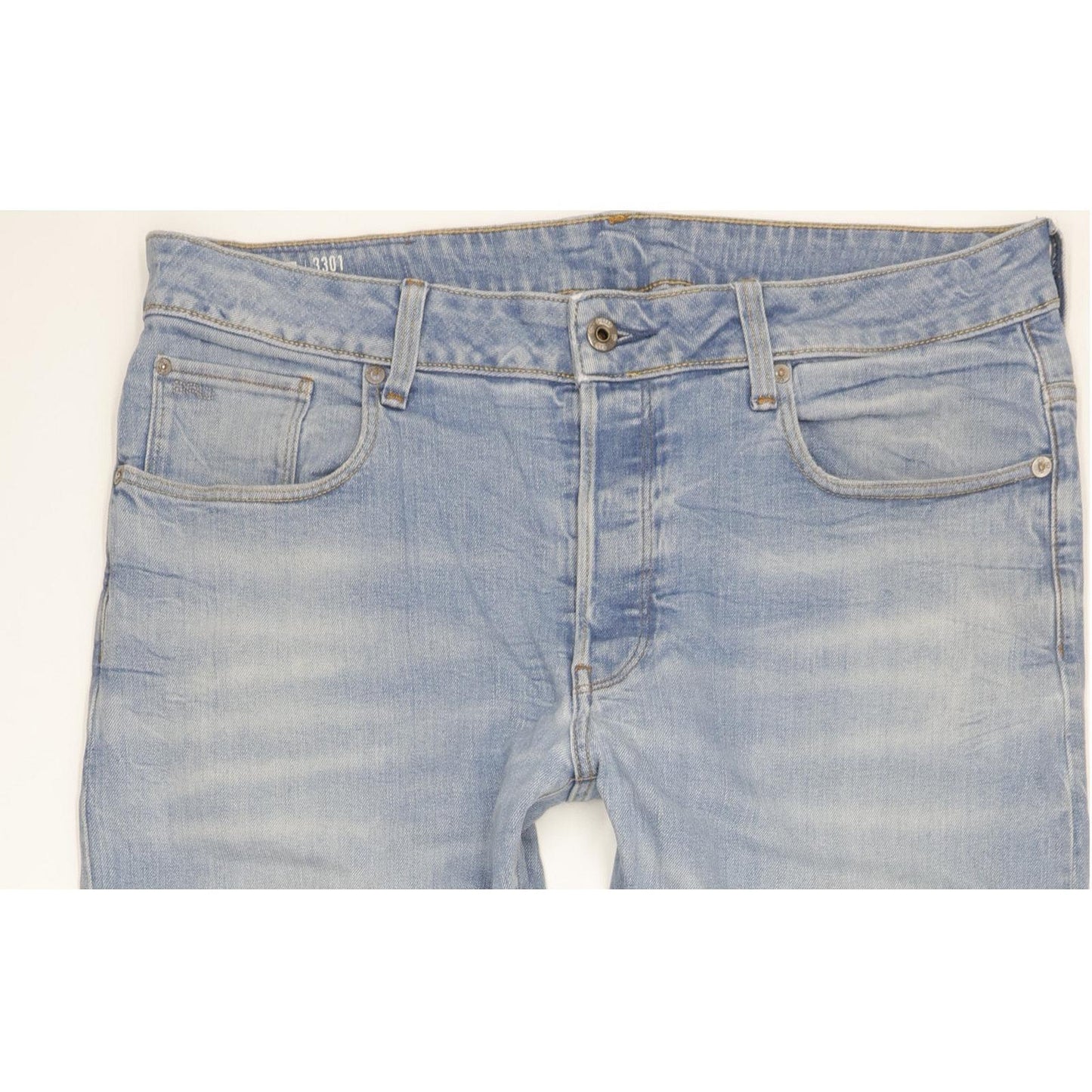 G-Star 3301 Men Blue Straight Regular Stretch Jeans W36 L34