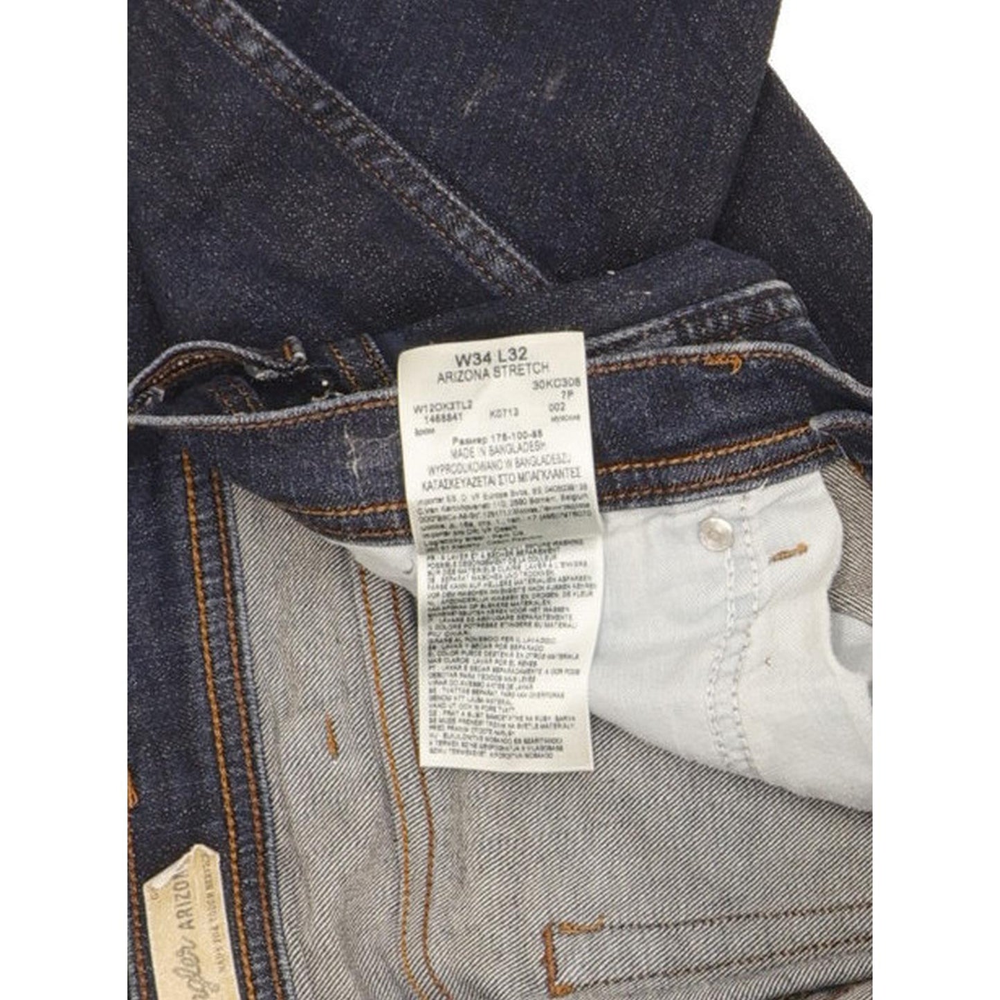 Wrangler Arizona Men Blue Straight Regular Stretch Jeans W34 L32