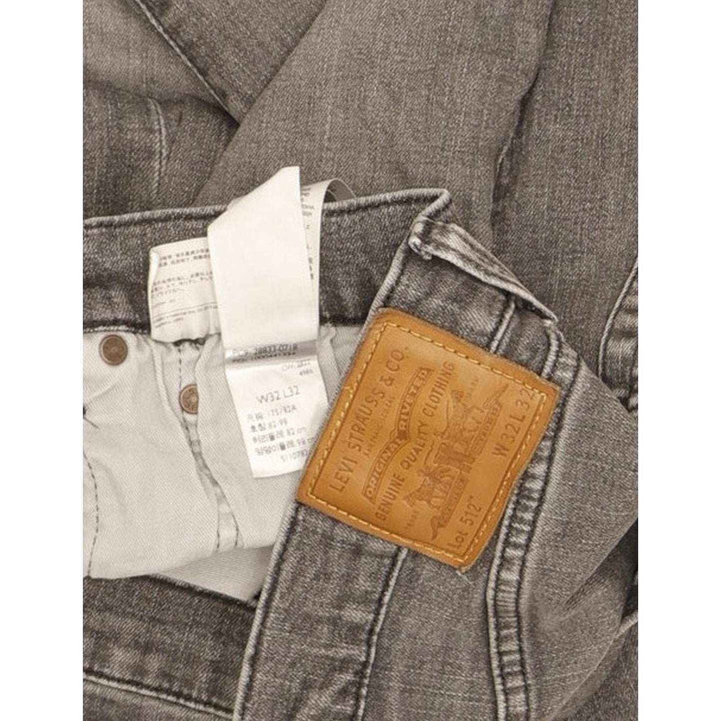 Levi's 512 Men Grey Tapered Slim Stretch Jeans W32 L30