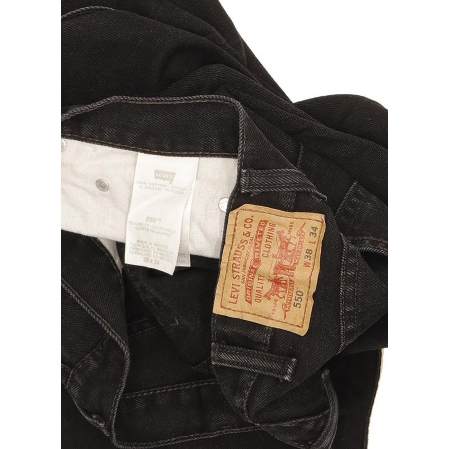 Levi's 550 Men Black Straight Relaxed Jeans W38 L34