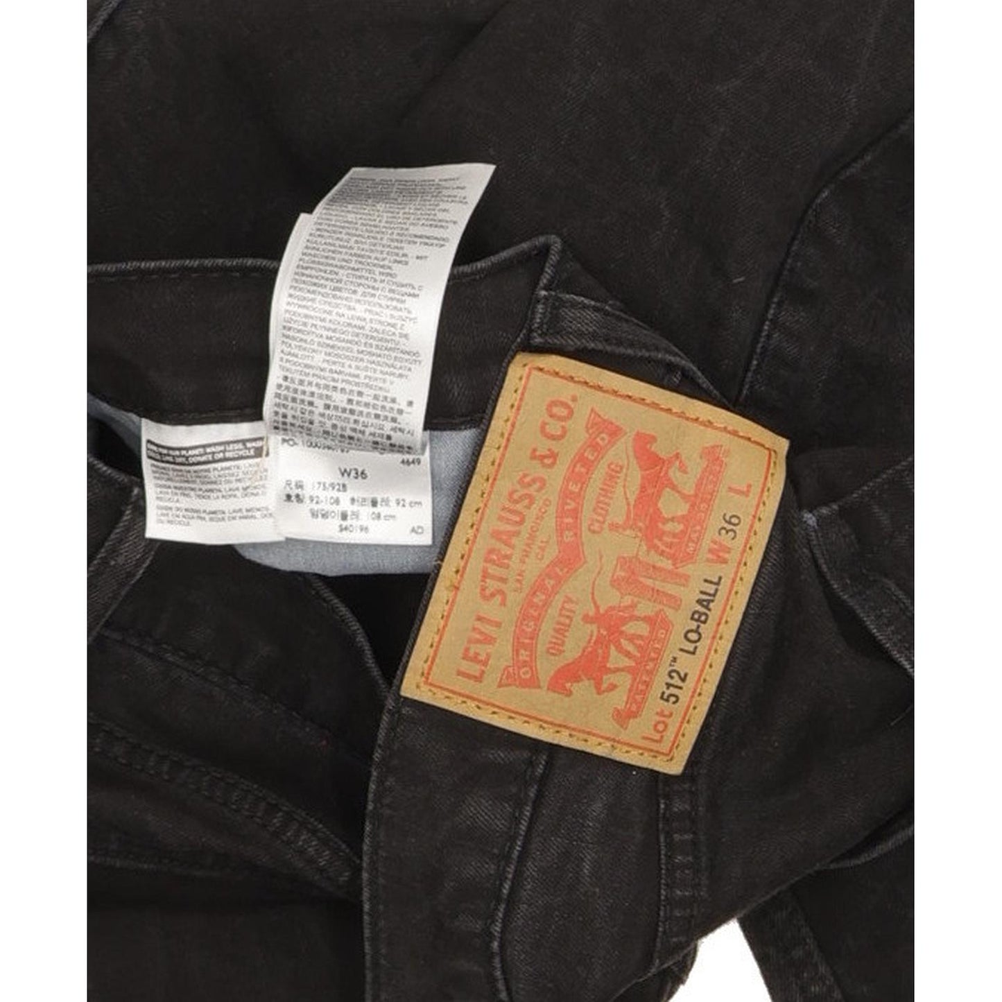 Levi's 512 Lo-Ball Men Black Tapered Slim Stretch Jeans W36 L33