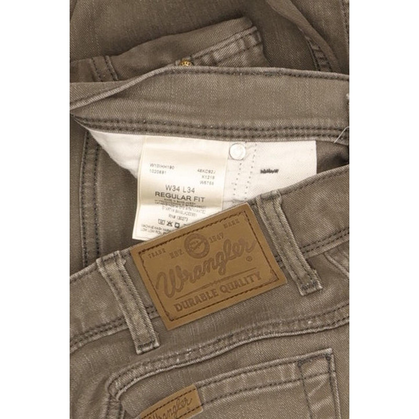 Wrangler Durable Quality Men Grey Straight Regular Stretch Jeans W34 L32
