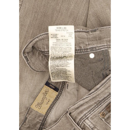 Wrangler Texas Men Grey Straight Regular Stretch Jeans W36 L30