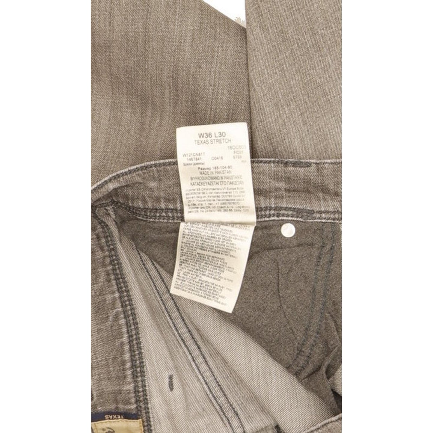 Wrangler Texas Men Grey Straight Regular Stretch Jeans W36 L29