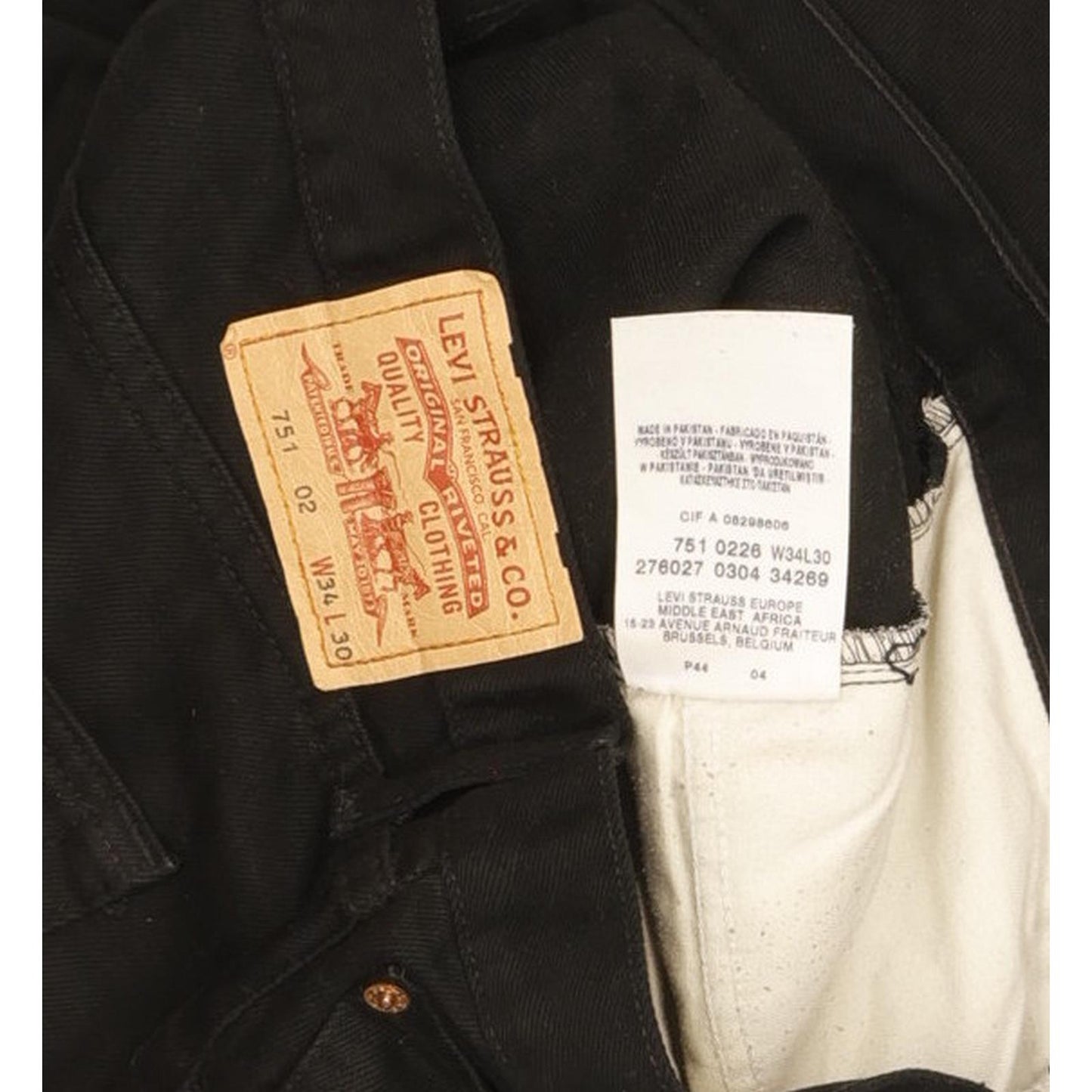 Levi's 751 Men Black Straight Regular Jeans W34 L30