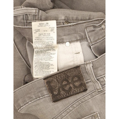 Lee Daren Men Grey Straight Slim Stretch Jeans W34 L34