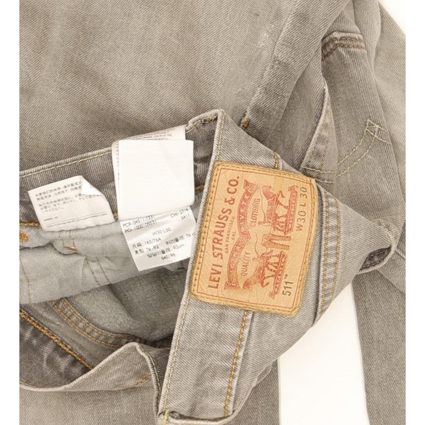 Levi's 511 Men Grey Straight Slim Stretch Jeans W30 L30