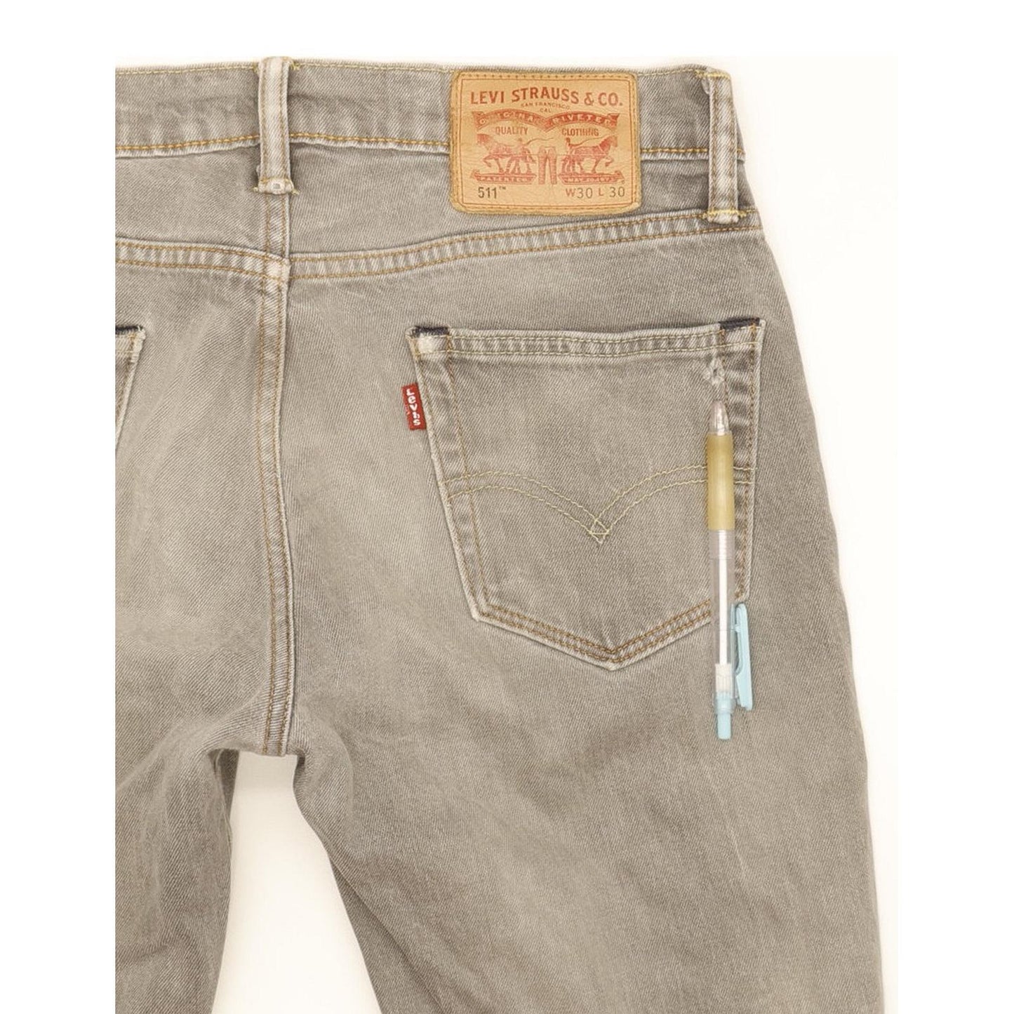 Levi's 511 Men Grey Straight Slim Stretch Jeans W30 L30