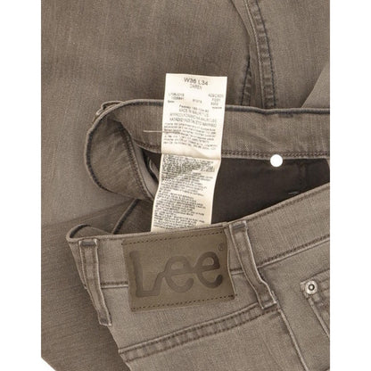 Lee Daren Men Grey Straight Slim Stretch Jeans W36 L34