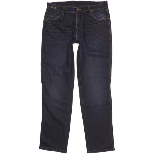 Wrangler Men Navy Straight Regular Stretch Jeans W34 L34