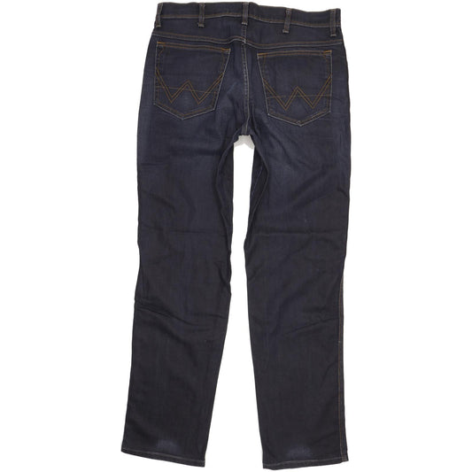 Wrangler Men Navy Straight Regular Stretch Jeans W34 L34