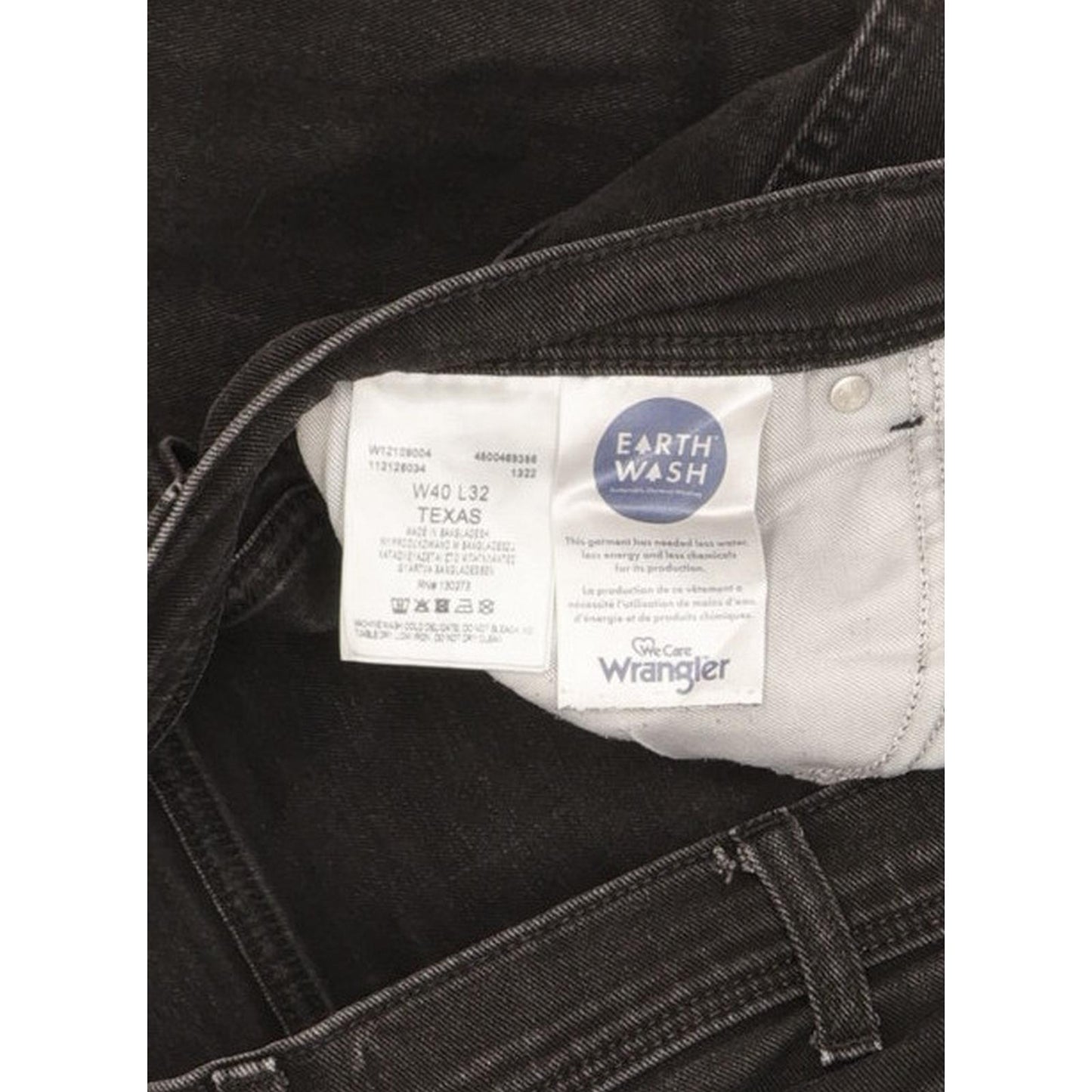 Wrangler Texas Men Black Straight Regular Stretch Jeans W40 L31
