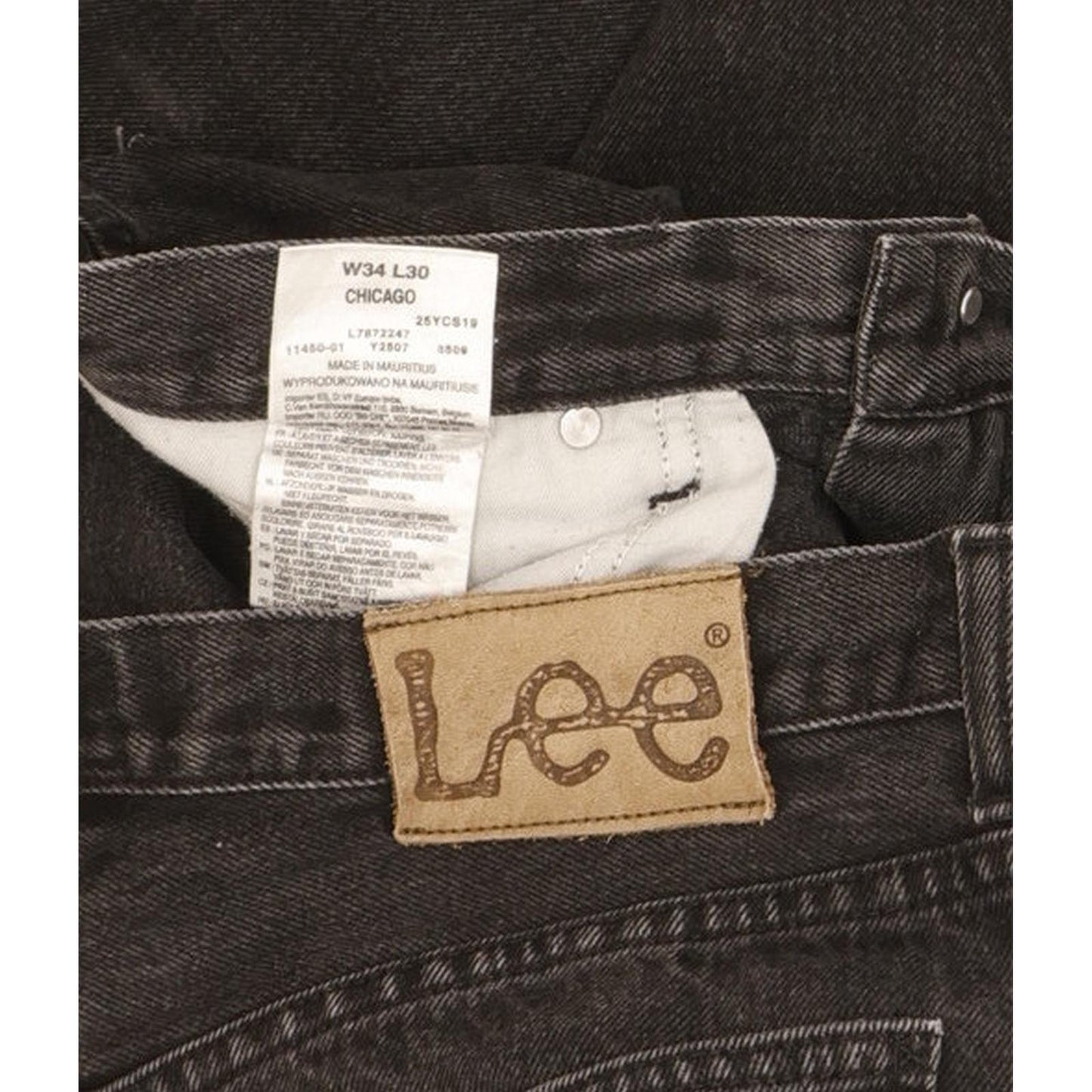Lee Chicago Men Black Straight Regular Jeans W34 L29