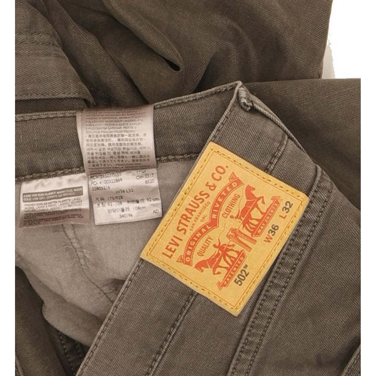 Levi's 502 Men Grey Tapered Regular Stretch Jeans W36 L31