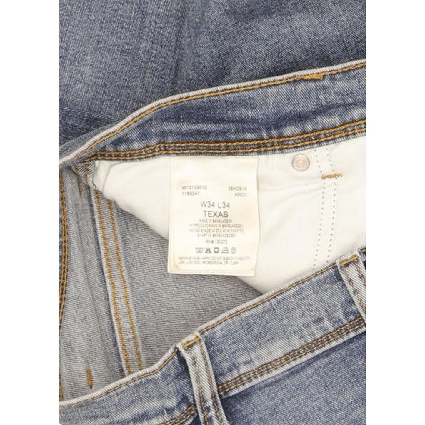 Wrangler Texas Men Blue Straight Regular Stretch Jeans W34 L33