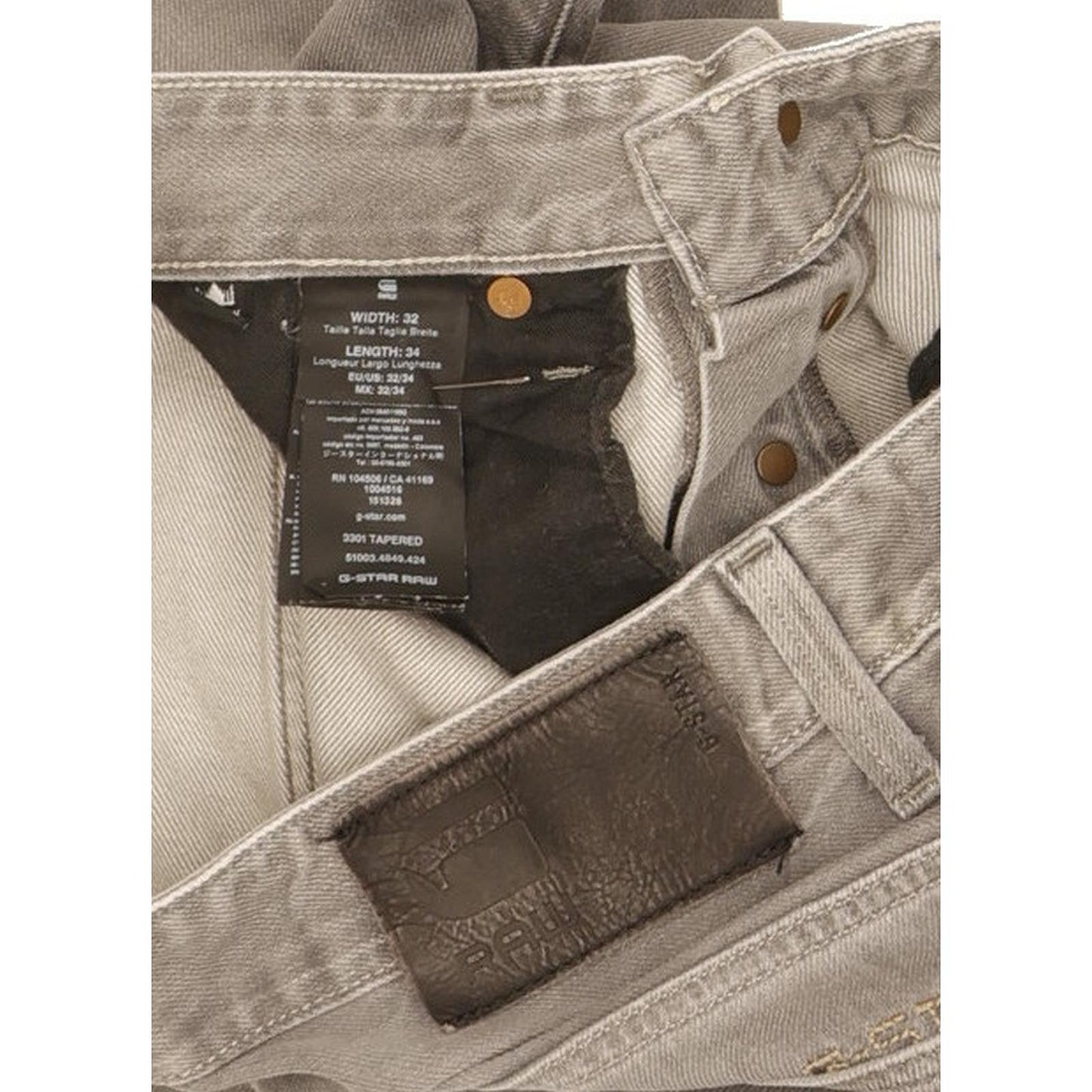 G-Star 3301 Men Grey Tapered Regular Jeans W32 L33
