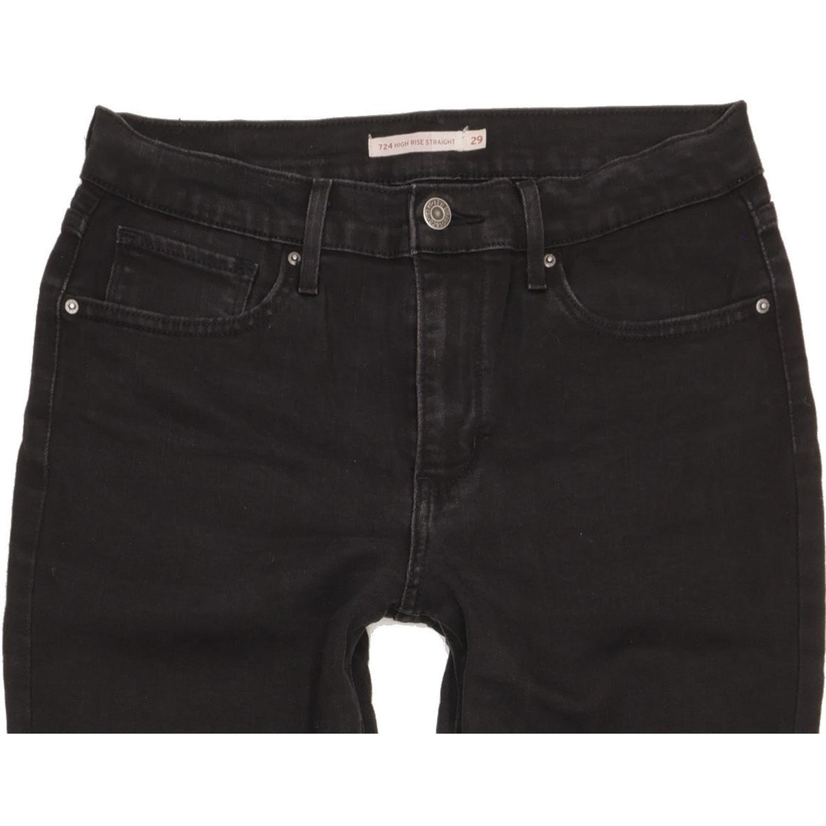 Levi's 724 Women Black Straight Slim Stretch Jeans W29 L31