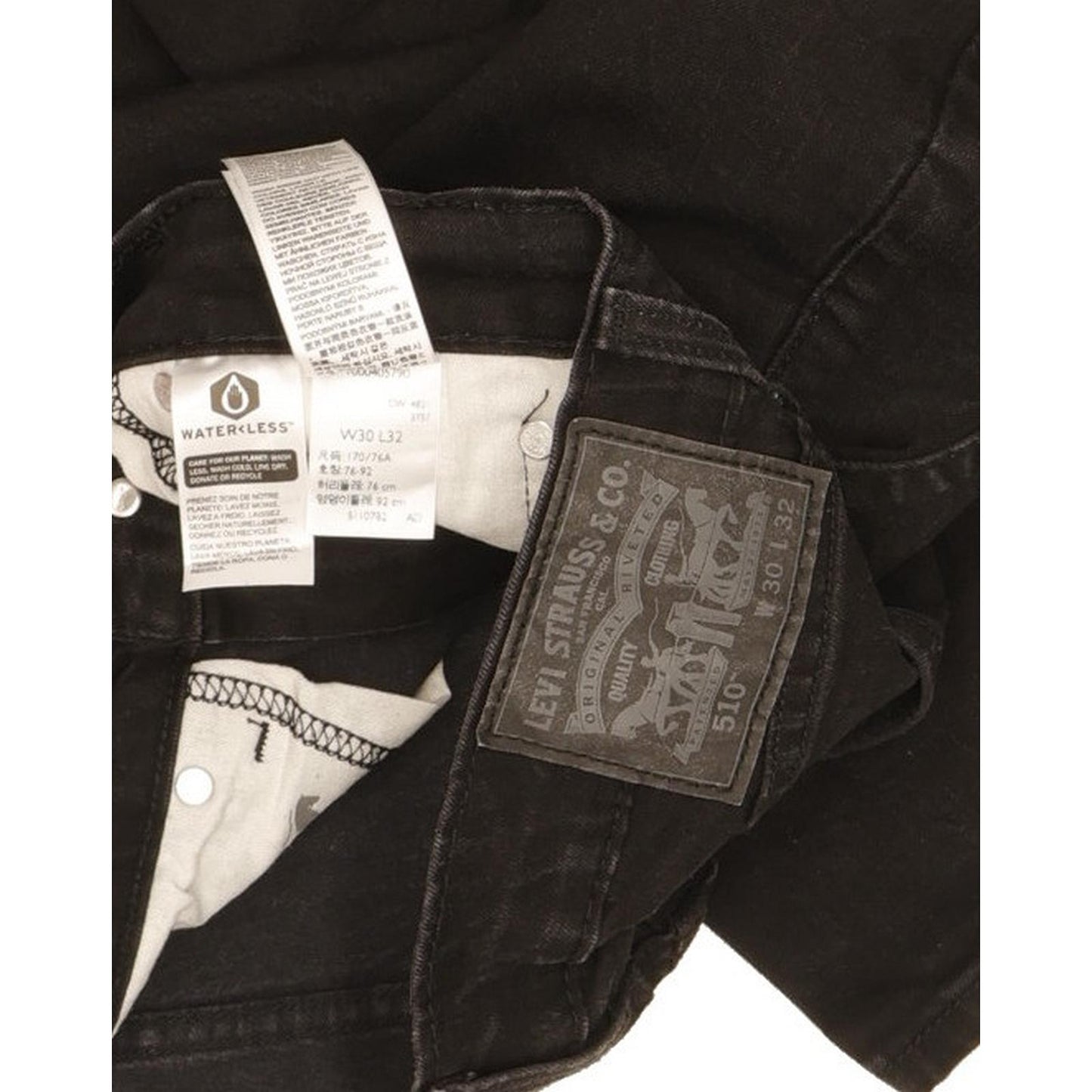 Levi's 510 Men Black Skinny Slim Stretch Jeans W30 L31