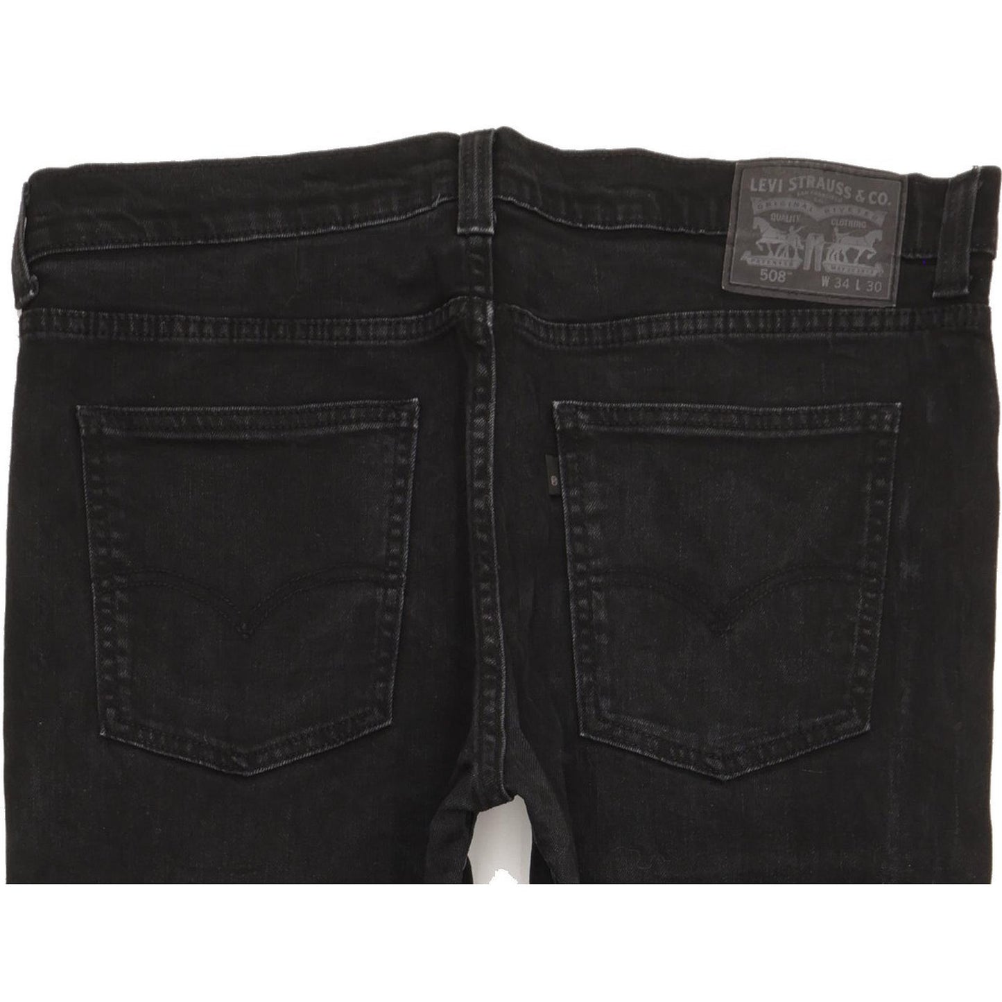 Levi's 508 Men Black Straight Slim Stretch Jeans W35 L29
