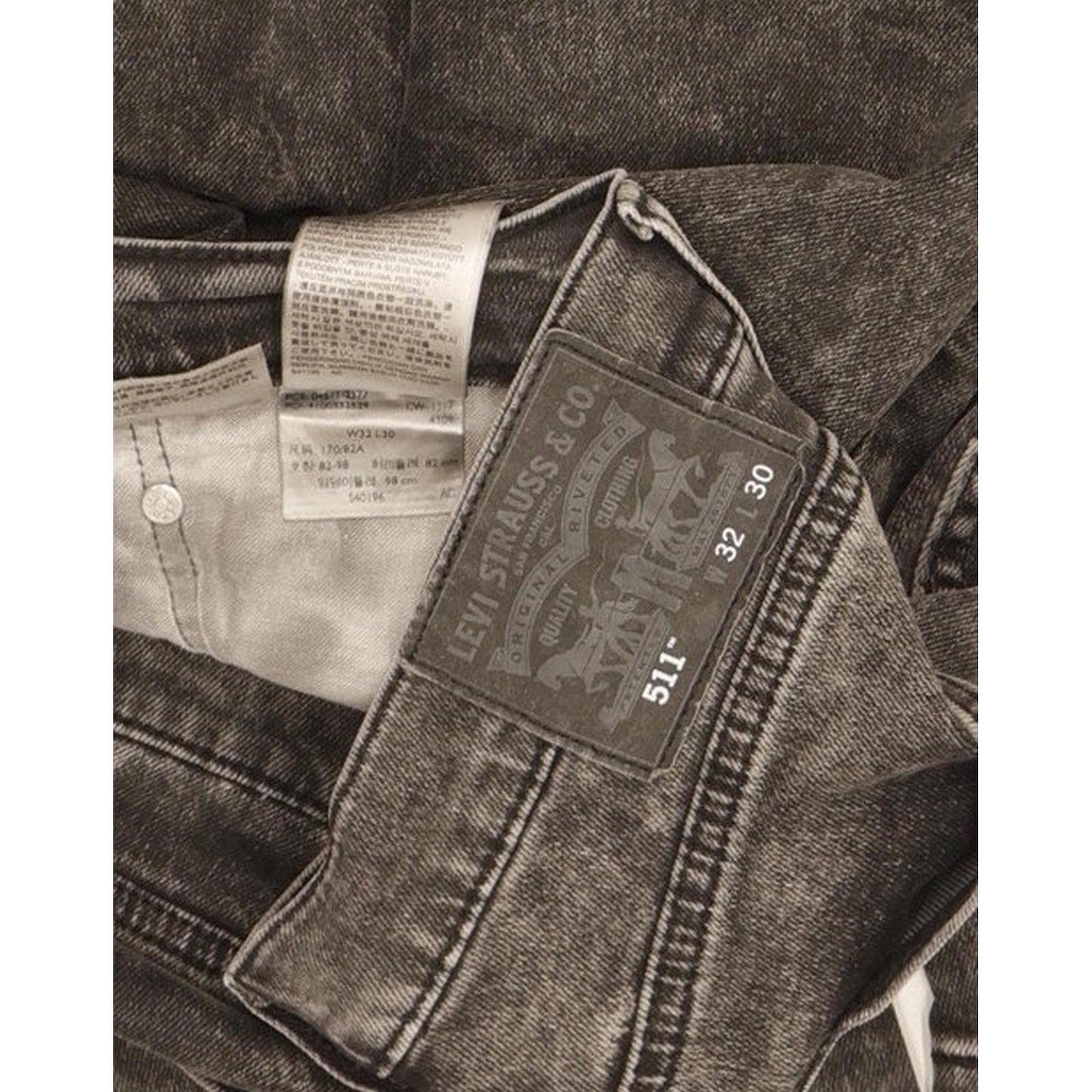 Levi's 511 Men Black Straight Slim Stretch Jeans W32 L29