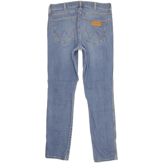 Wrangler Larston Men Blue Straight Slim Stretch Jeans W33 L32