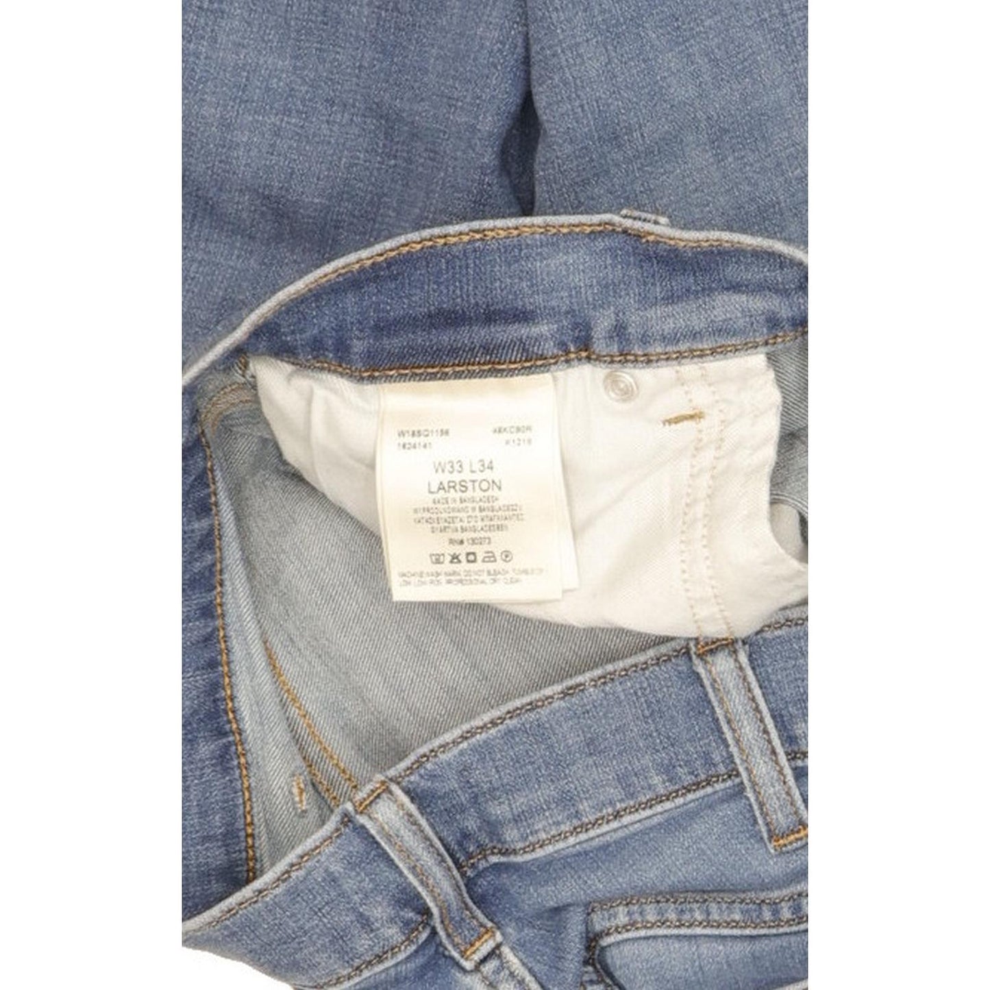 Wrangler Larston Men Blue Straight Slim Stretch Jeans W33 L32