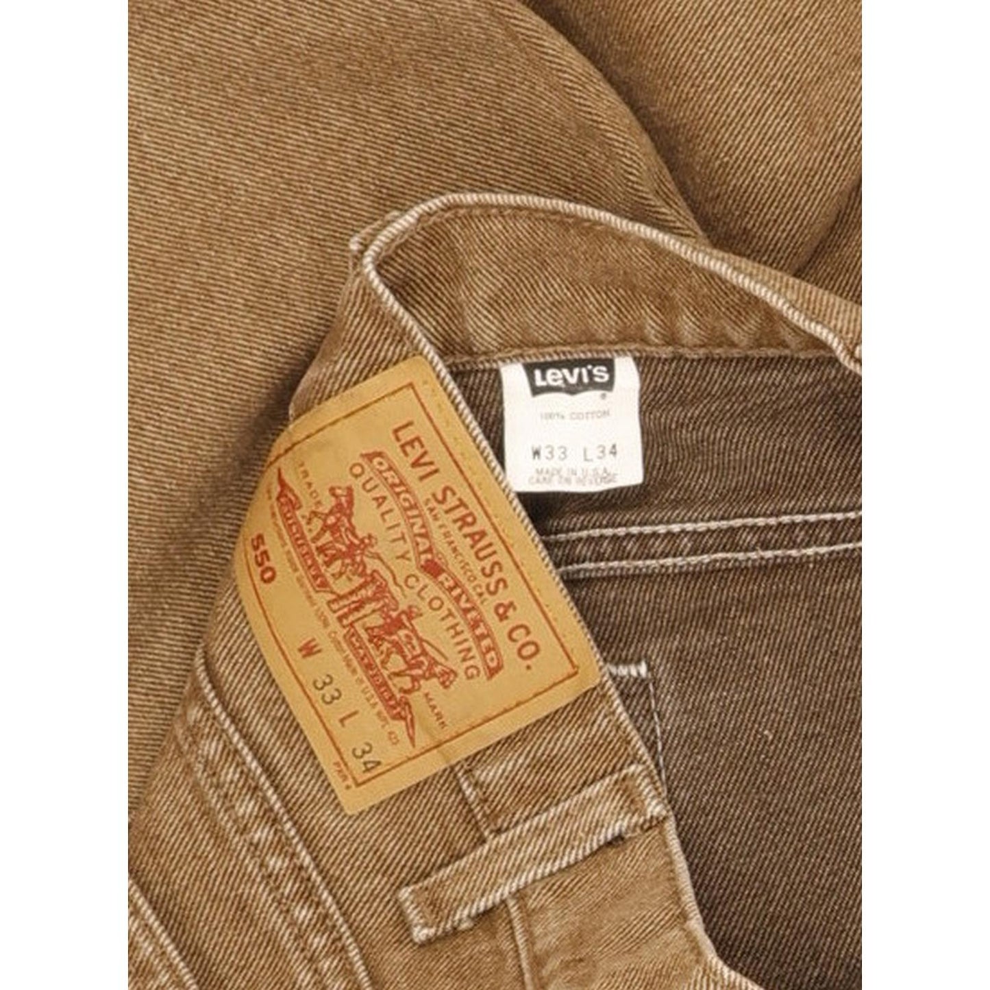 Levi's 550 Made inUSA Men Brown Tapered Relaxed Mom Jeans W33 L34