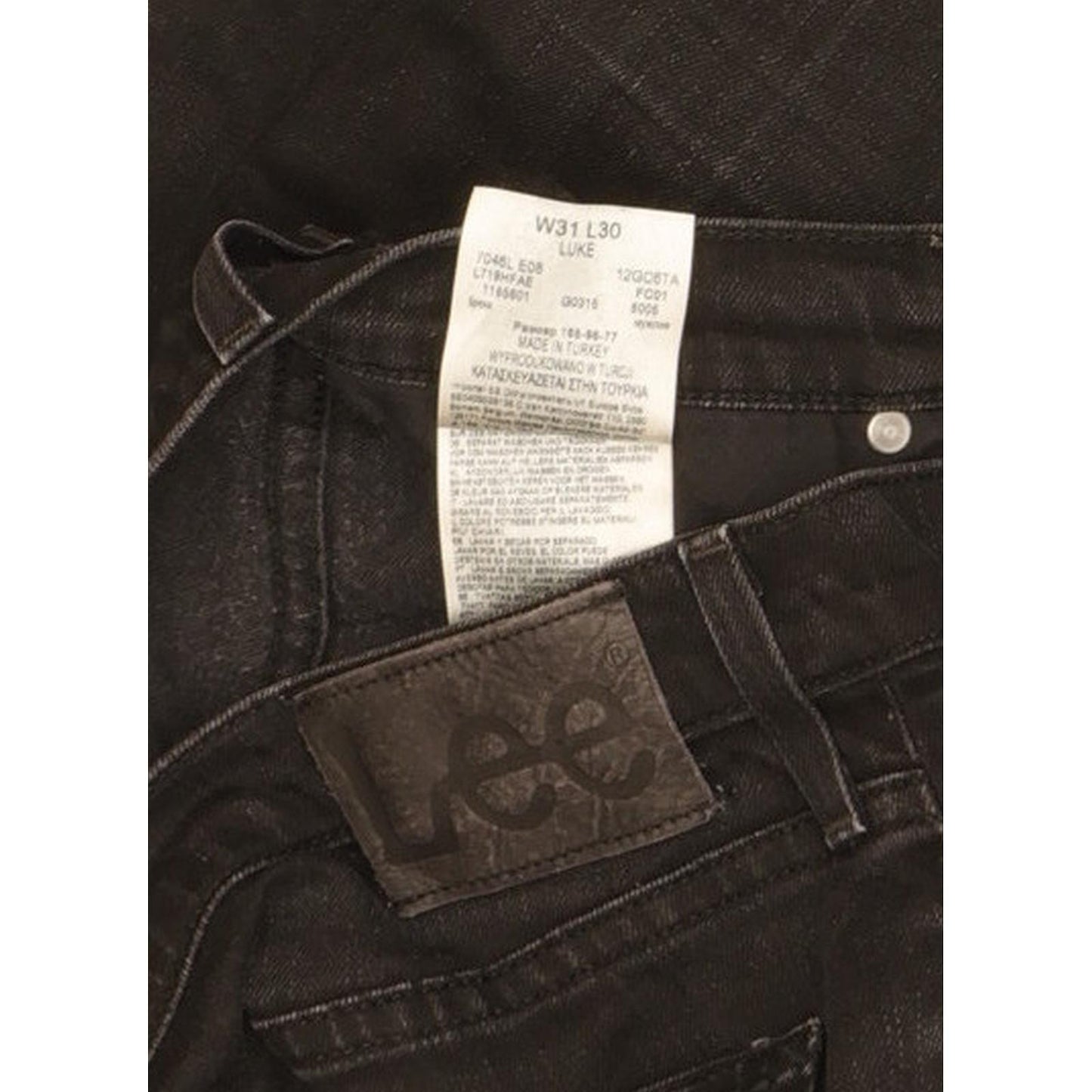 Lee Luke Men Black Skinny Slim Stretch Jeans W31 L30