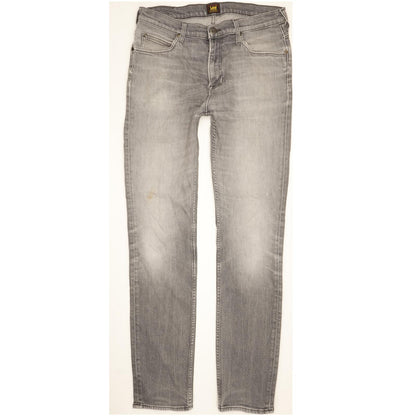 Lee Rider Men Grey Straight Slim Stretch Jeans W33 L34