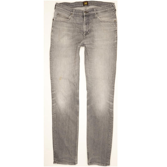 Lee Rider Men Grey Straight Slim Stretch Jeans W33 L34