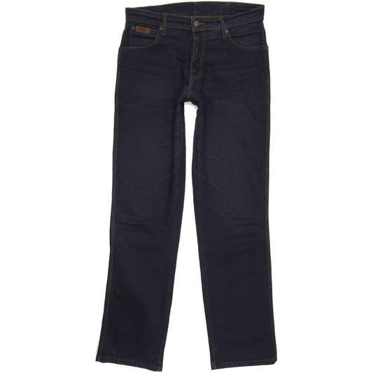 Wrangler Texas Men Navy Straight Regular Stretch Jeans W33 L34