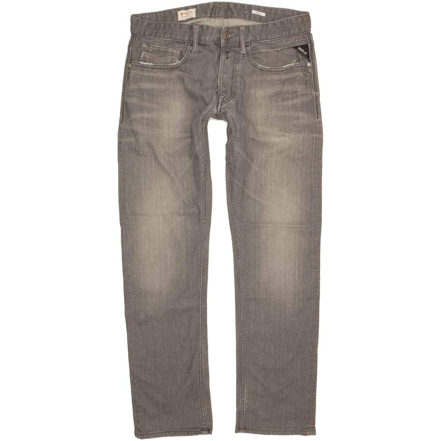 Replay Newbill Men Grey Straight Regular Stretch Jeans W32 L32