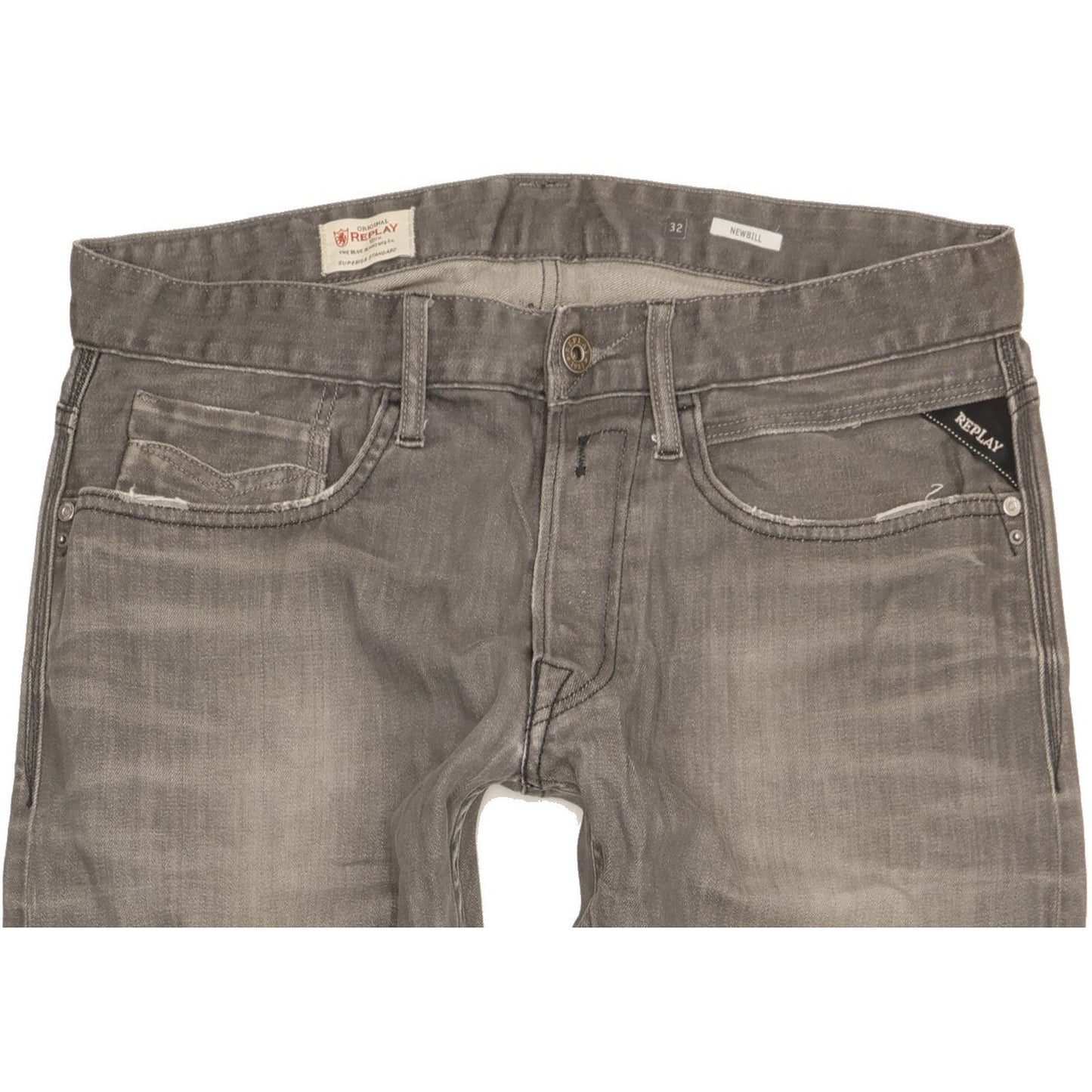 Replay Newbill Men Grey Straight Regular Stretch Jeans W32 L32